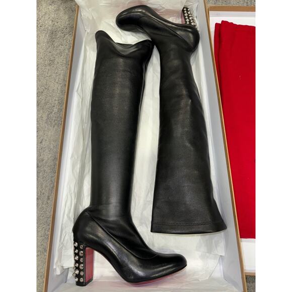 Christian Louboutin Study Stretch 85 Black Nappa Leather Knee High Heel Boot 36 - Picture 3 of 16